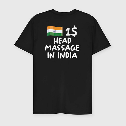 Мужская slim-футболка Флаг Индии: head massage in india / Черный – фото 2