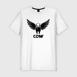 Футболка slim-fit Корова с крыльями, цвет: белый