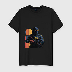 Мужская slim-футболка Поп-арт контр-террорист CS 2
