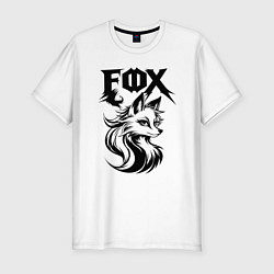 Футболка slim-fit Графический стиль лисичка, цвет: белый