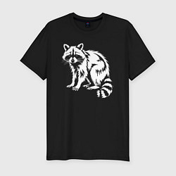 Футболка slim-fit Енот белый штрих, цвет: черный