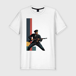 Футболка slim-fit Поп-арт, белогвардеец, цвет: белый
