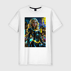 Футболка slim-fit Черная Канарейка на улице города, цвет: белый