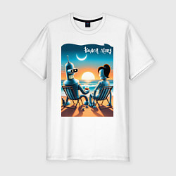 Футболка slim-fit Bender with girlfriend - beach story, цвет: белый