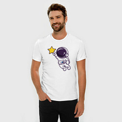 Футболка slim-fit Звёздный космонавтик, цвет: белый — фото 2