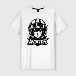 Футболка slim-fit Аниме-авиатор, цвет: белый