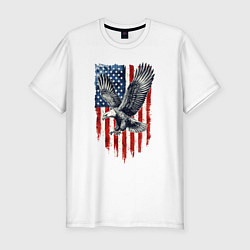 Мужская slim-футболка Орёл на фоне американского флага USA