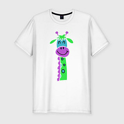 Мужская slim-футболка Разноцветный жираф