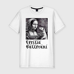 Мужская slim-футболка Cecilia Gallerani - the lady with the ermine
