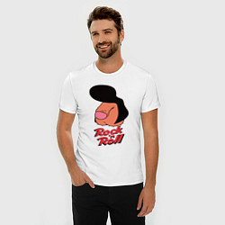 Футболка slim-fit Логотип rock n roll мем, цвет: белый — фото 2