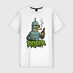 Мужская slim-футболка Bender with beer
