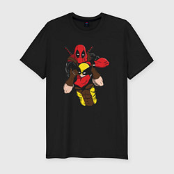 Футболка slim-fit Дэдпул душит Росомаху, цвет: черный