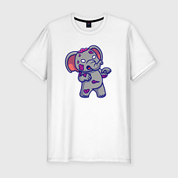 Мужская slim-футболка Слоник зомби