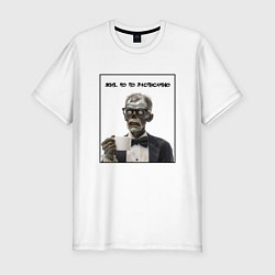 Мужская slim-футболка Жив, но по расписанию - зомби джентельмен