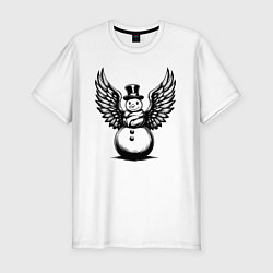 Футболка slim-fit Крылатый снеговик, цвет: белый