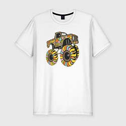 Футболка slim-fit Monster truck car, цвет: белый
