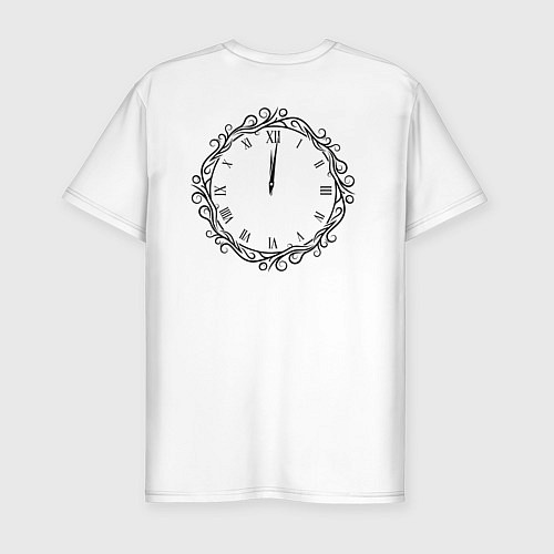 Мужская slim-футболка Лучше поздно чем никогда черно-белый узор / Белый – фото 2