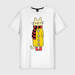Футболка slim-fit Киса в пальто, цвет: белый