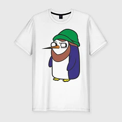 Футболка slim-fit Пингвин в шапке, цвет: белый