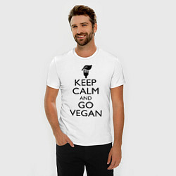 Футболка slim-fit Keep Calm & Go Vegan, цвет: белый — фото 2