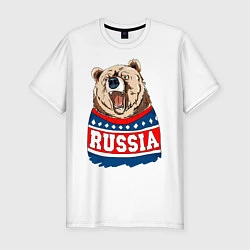 Футболка slim-fit Made in Russia: медведь, цвет: белый