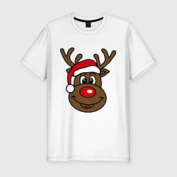 Мужская slim-футболка Рождественский олень