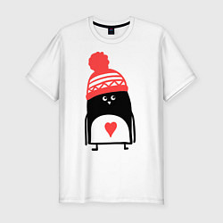 Мужская slim-футболка Малый пингвин