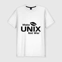 Футболка slim-fit Make unix, not war, цвет: белый