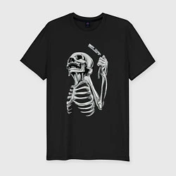 Мужская slim-футболка Скелет с бритвой