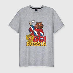 Мужская slim-футболка Hockey: Go Russia