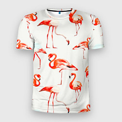 Мужская спорт-футболка Оранжевые фламинго