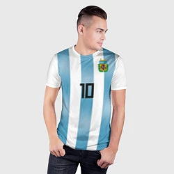 Футболка спортивная мужская Сборная Аргентины: Месси ЧМ-2018, цвет: 3D-принт — фото 2