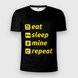 Футболка спортивная мужская Eat Sleep Mine Repeat, цвет: 3D-принт