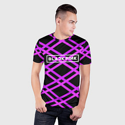 Футболка спортивная мужская Black Pink: Neon Lines, цвет: 3D-принт — фото 2