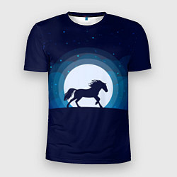 Мужская спорт-футболка Лошадь под луной