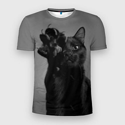 Мужская спорт-футболка Черный котик