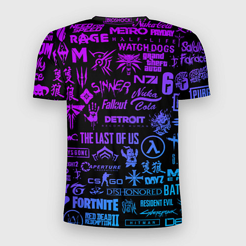 Мужская спорт-футболка Неоновые лого игр / 3D-принт – фото 2