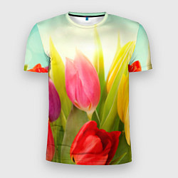 Мужская спорт-футболка Цветущие тюльпаны