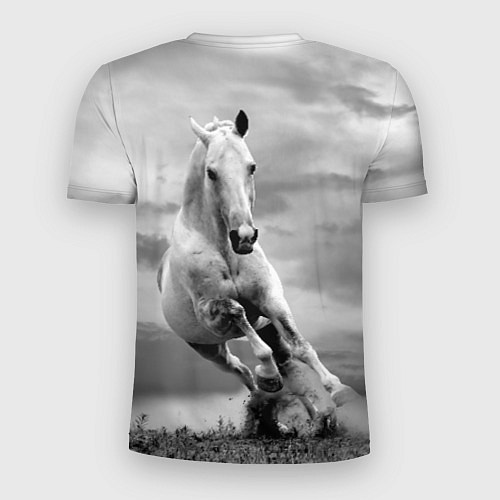 Мужская спорт-футболка Белая лошадь в степи / 3D-принт – фото 2