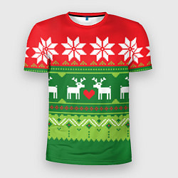 Мужская спорт-футболка Скандинавские новогодние олени