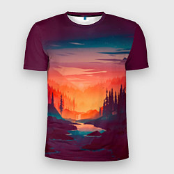 Мужская спорт-футболка Minimal forest sunset
