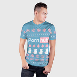Футболка спортивная мужская Pornhub - christmas sweater, цвет: 3D-принт — фото 2