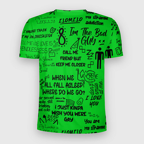 Мужская спорт-футболка GREEN BILLIE EILISH / 3D-принт – фото 2