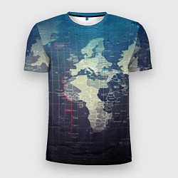 Футболка спортивная мужская Карта мира, цвет: 3D-принт