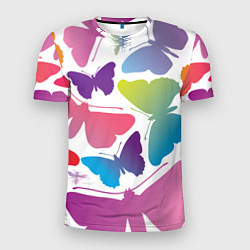 Футболка спортивная мужская Разноцветные бабочки, цвет: 3D-принт