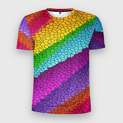 Мужская спорт-футболка Яркая мозаика радуга диагональ