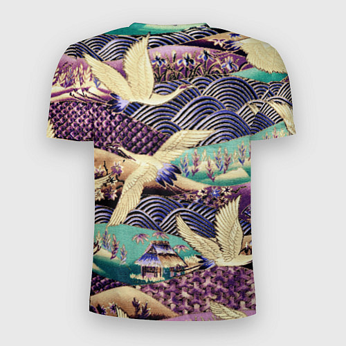 Мужская спорт-футболка Японская вышивка с журавлями / 3D-принт – фото 2
