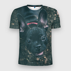 Мужская спорт-футболка Бульдог морда собакена черного