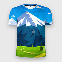 Мужская спорт-футболка Горы пейзаж природа вектор