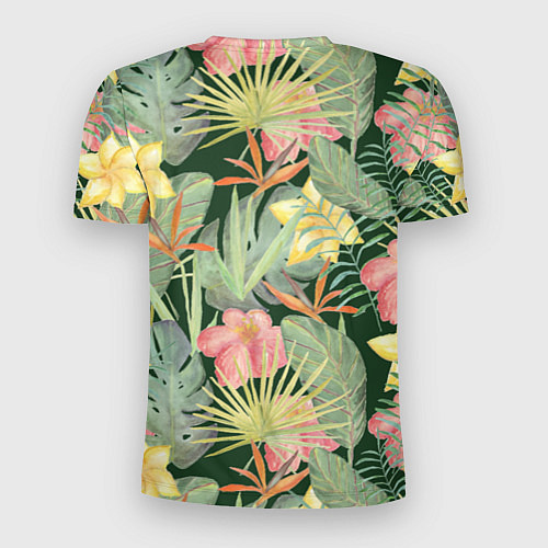 Мужская спорт-футболка Тропические растения и цветы / 3D-принт – фото 2